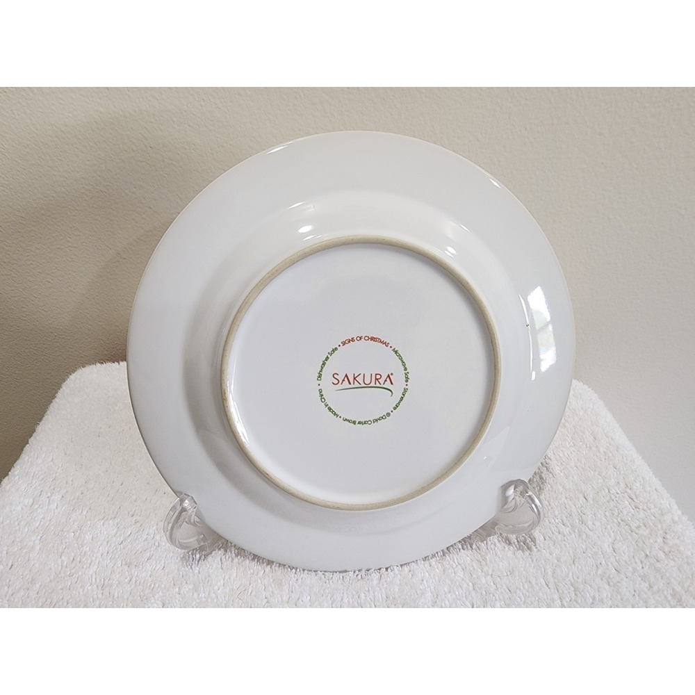Sakura SIGNS OF CHRISTMAS Santa Salad Dessert Plate David Carter Brown 8.25" - Picture 2 of 3
